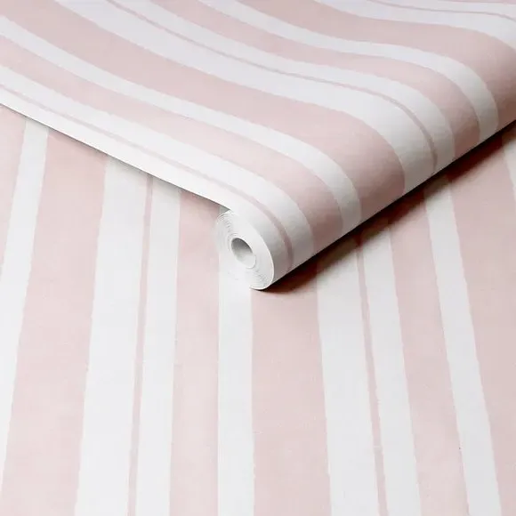Striped Wallpaper with Watercolour Effect - Pink