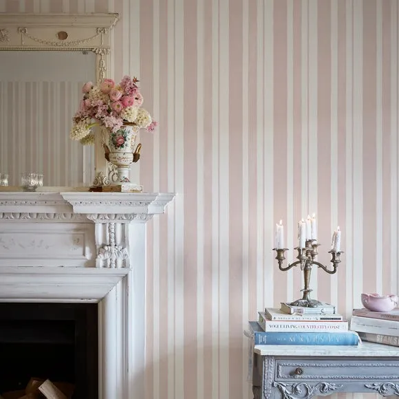 Striped Wallpaper with Watercolour Effect - Pink