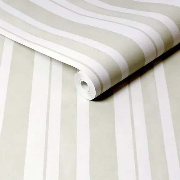 Striped Wallpaper with Watercolour Effect - Sage