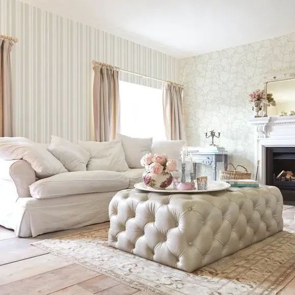 Striped Wallpaper with Watercolour Effect - Sage
