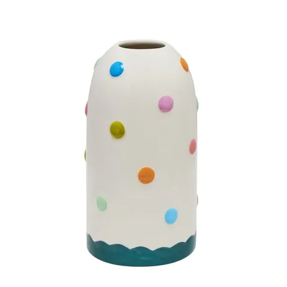 Bobble Vase Multi-Coloured - White, Ceramic