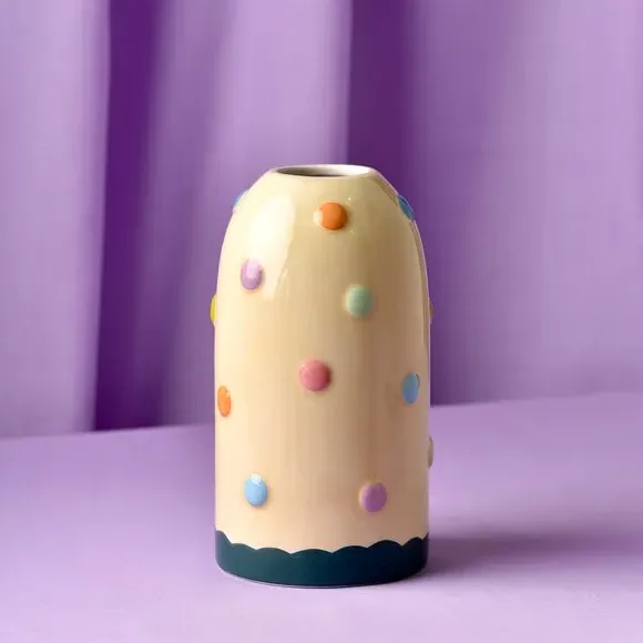Bobble Vase Multi-Coloured - White, Ceramic image