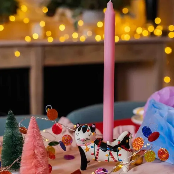 Cat Shaped Candle Holder - Multicolor