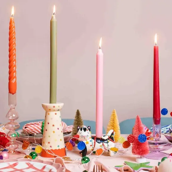 Cat Shaped Candle Holder - Multicolor