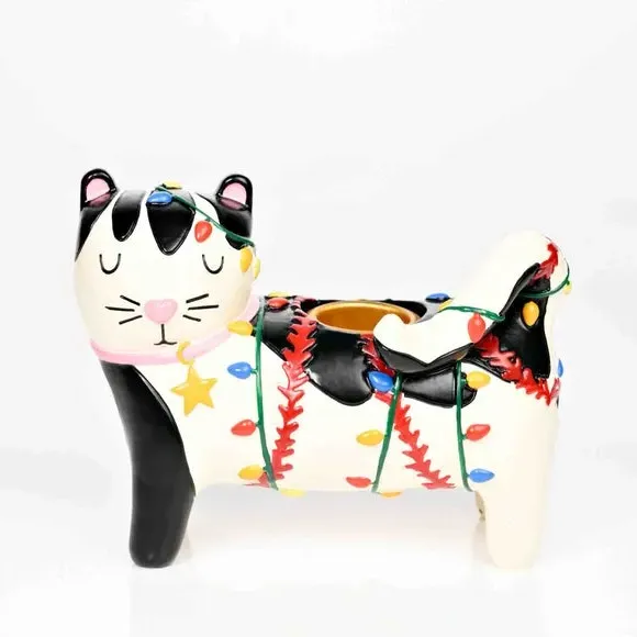 Cat Shaped Candle Holder - Multicolor