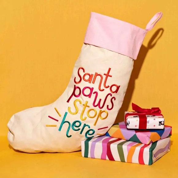 Christmas Stocking with Embroidery - Off-White, Cotton