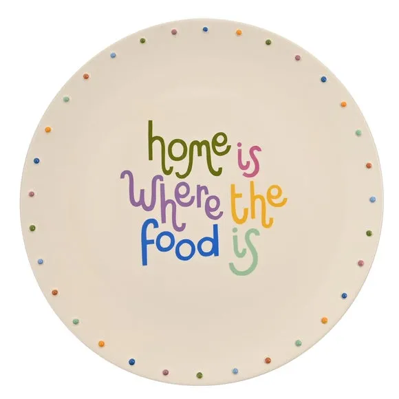 Circle Platter with Dotted Edge - White, Ceramic