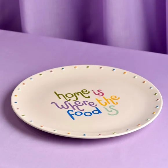 Circle Platter with Dotted Edge - White, Ceramic image
