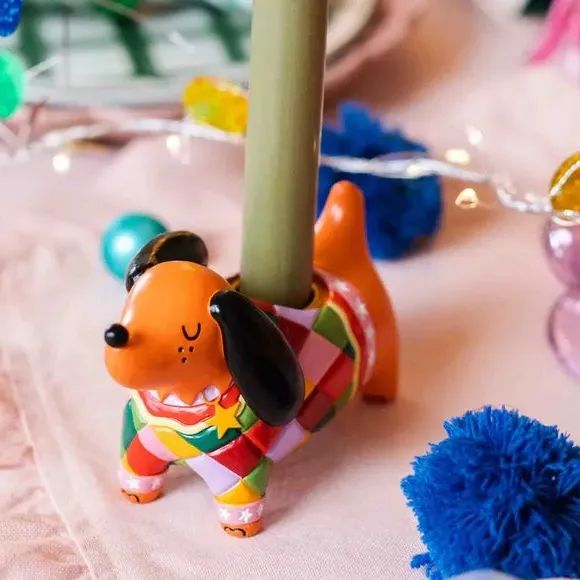 Dog Shaped Candlestick Holder - Multicolor