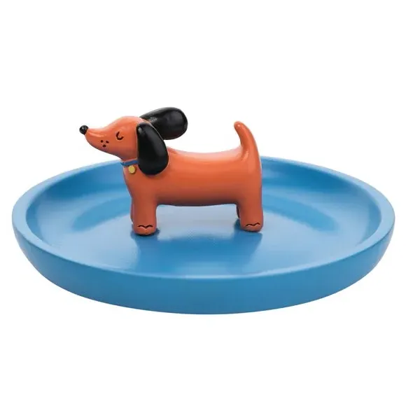 Dog Trinket Dish - Blue, Polyresin