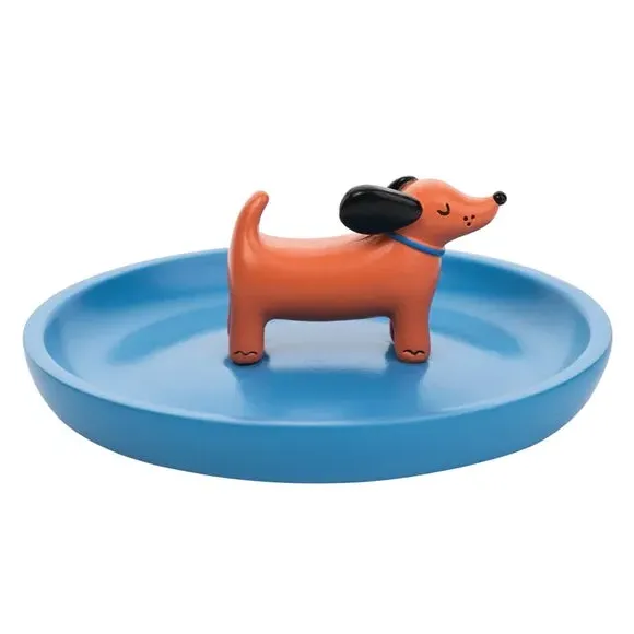 Dog Trinket Dish - Blue, Polyresin