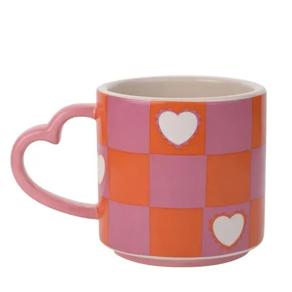 Heart Handle Mug - Orange, Ceramic