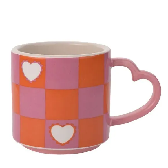 Heart Handle Mug - Orange, Ceramic
