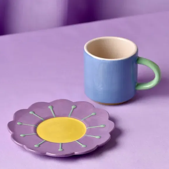 Mug and Coaster Set - Blue, Ceramic