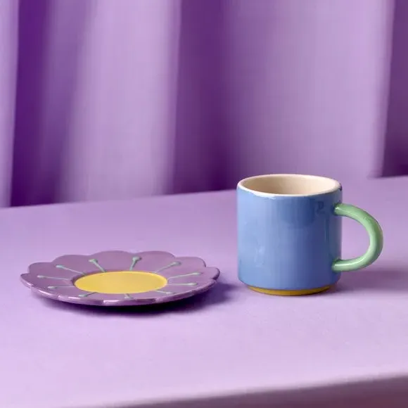 Mug and Coaster Set - Blue, Ceramic