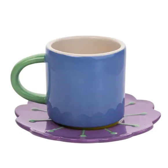 Mug and Coaster Set - Blue, Ceramic