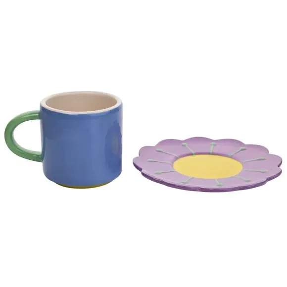 Mug and Coaster Set - Blue, Ceramic