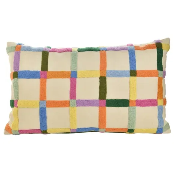 Rectangular Cushion Tufted - White, Cotton