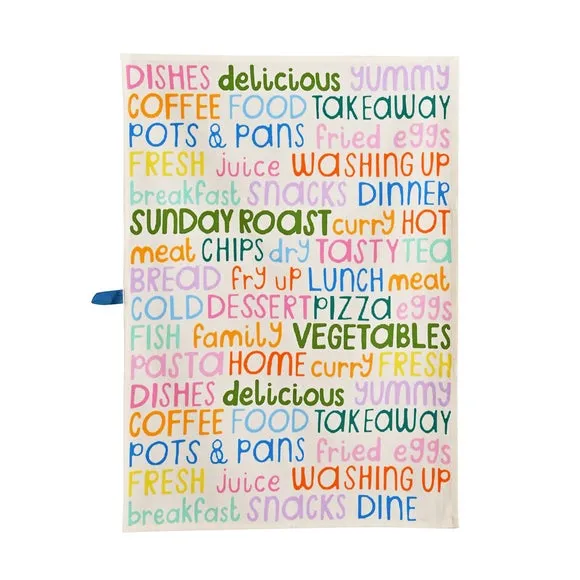 Set of 3 Tea Towels with Hanging Loop - Cotton