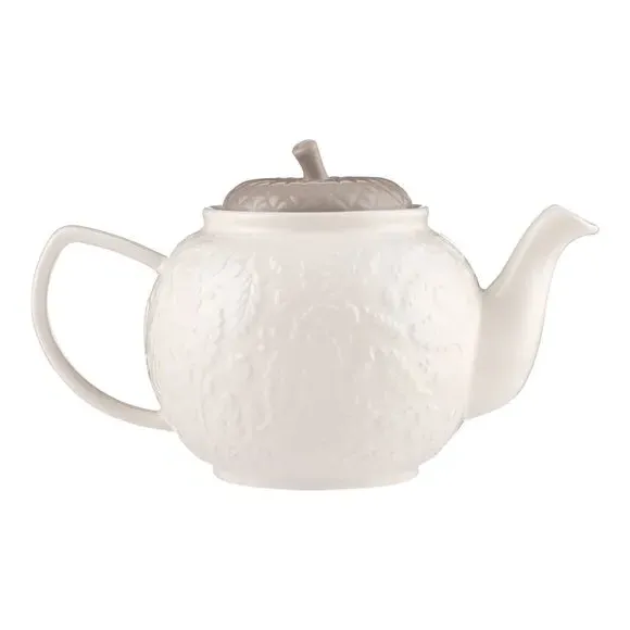 6-Cup Teapot with Acorn Design - Cream, Stoneware image