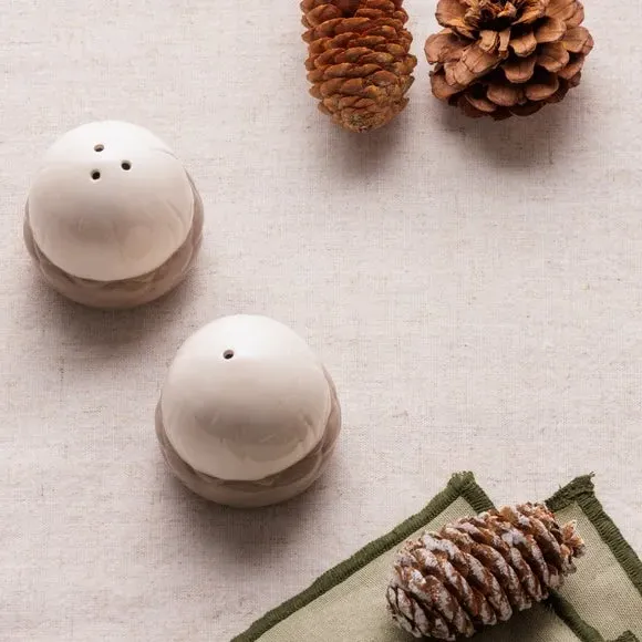 Acorn Salt & Pepper Shakers - Cream, Ceramic