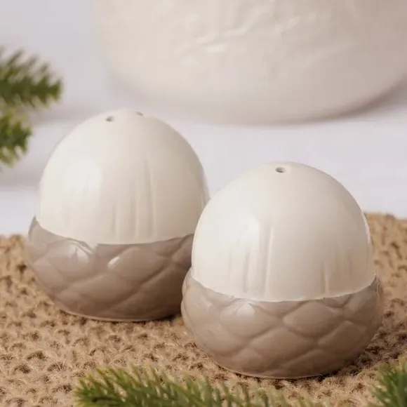 Acorn Salt & Pepper Shakers - Cream, Ceramic image