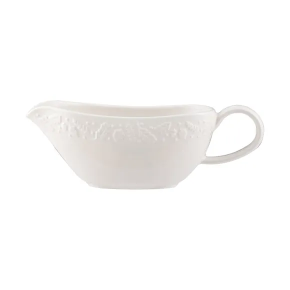 Gravy Boat with Embossed Design - Cream, Stoneware image