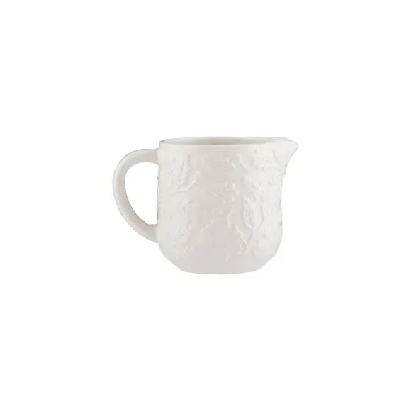 Milk Jug with Embossed Design - Cream, Ceramic