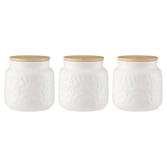 Set of 3 Storage Canisters - Cream, Ceramic