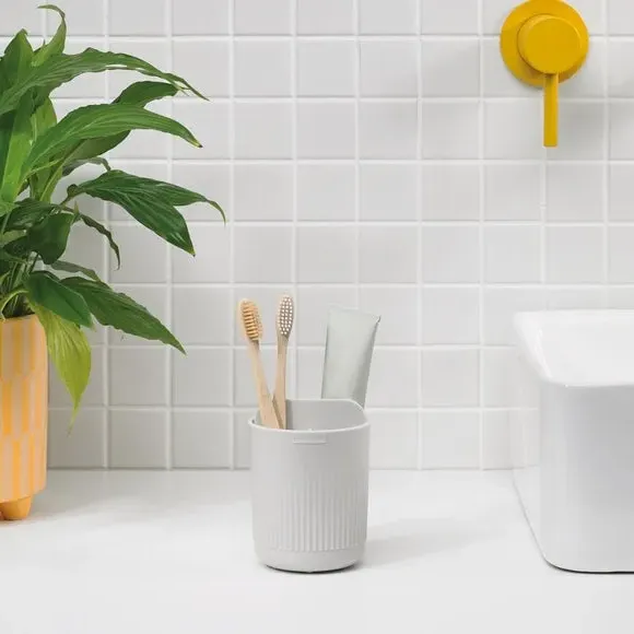 3-Compartment Toothbrush Holder - Stone