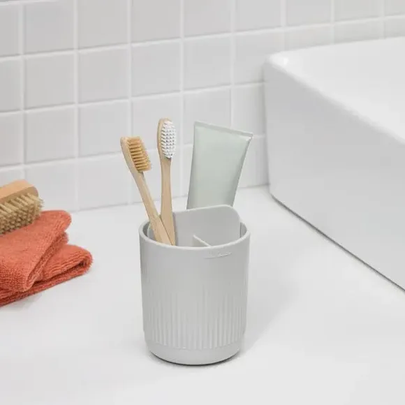 3-Compartment Toothbrush Holder - Stone