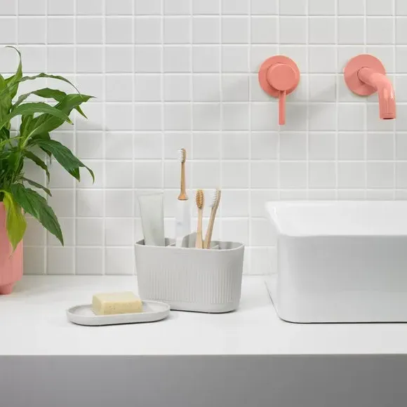 Bathroom Caddy & Soap Dish Set - Stone