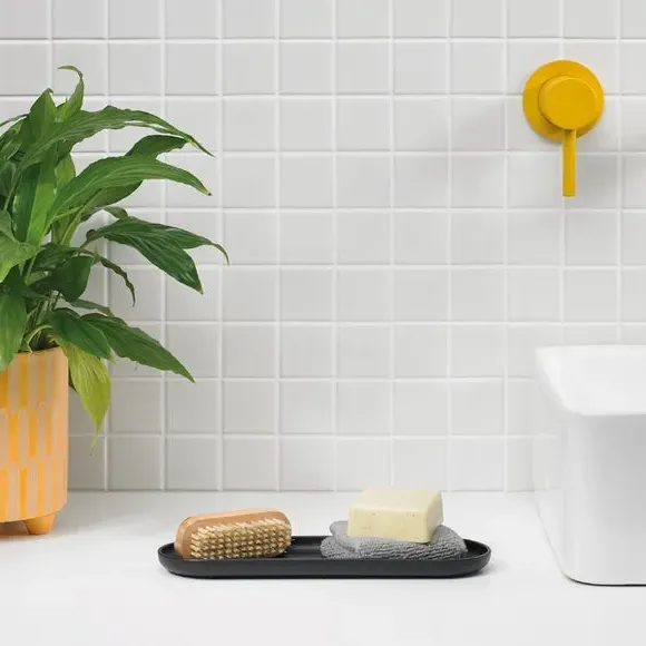 Bathroom Storage Tray with Ridges - Graphite