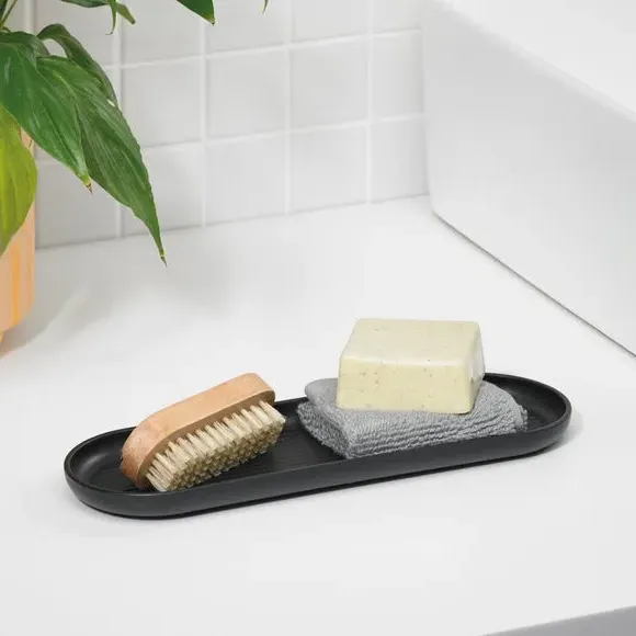 Bathroom Storage Tray with Ridges - Graphite