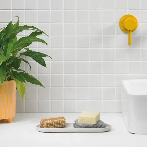 Bathroom Storage Tray with Ridges - Stone
