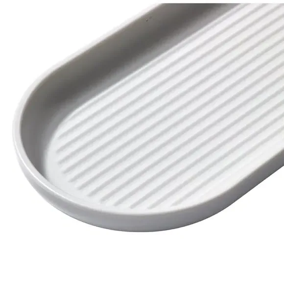 Bathroom Storage Tray with Ridges - Stone