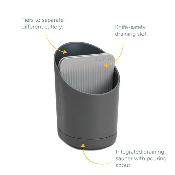 Cutlery Drainer with Tiers - Dark Grey, Plastic