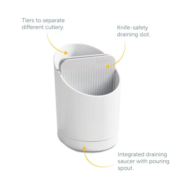 Cutlery Drainer with Tiers - Stone White, Plastic