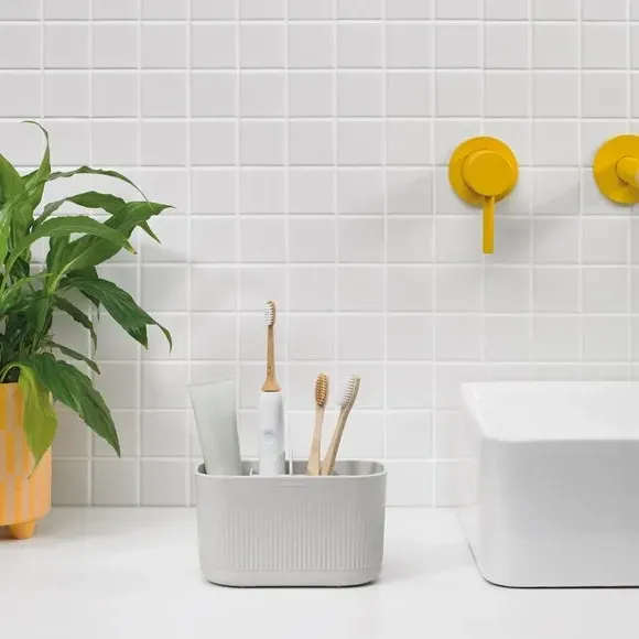 Large Bathroom Caddy with Drainage - Stone