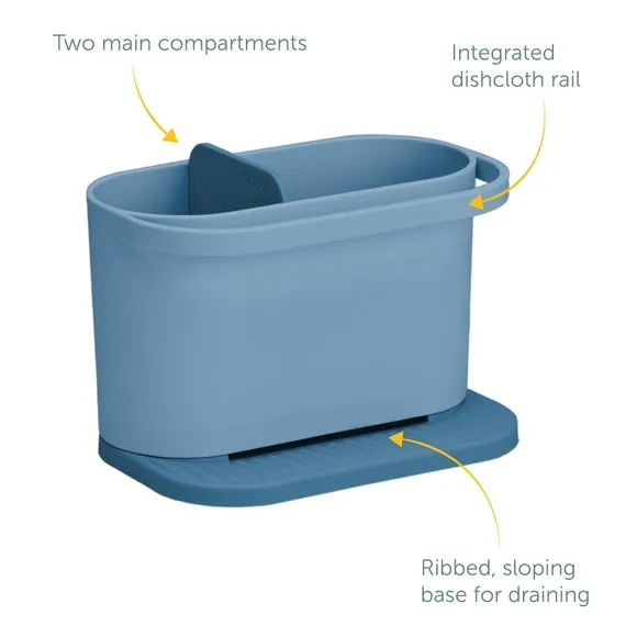 Sink Organizer with Rail - Blue, Plastic