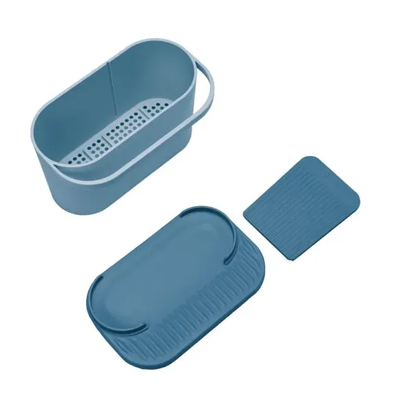 Sink Organizer with Rail - Blue, Plastic