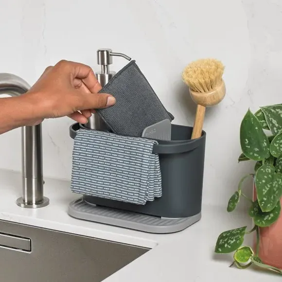 Sink Organizer with Rail - Dark Grey, Plastic