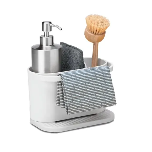 Sink Organizer with Rail - Stone White, Plastic