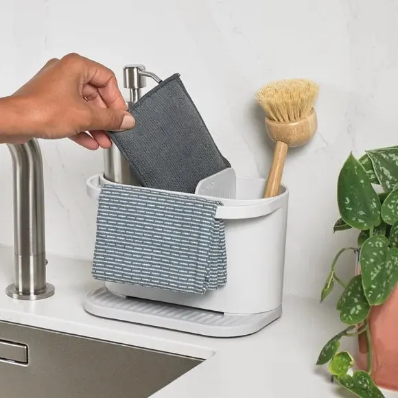 Sink Organizer with Rail - Stone White, Plastic