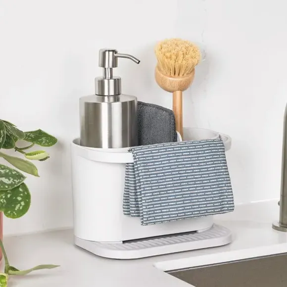 Sink Organizer with Rail - Stone White, Plastic
