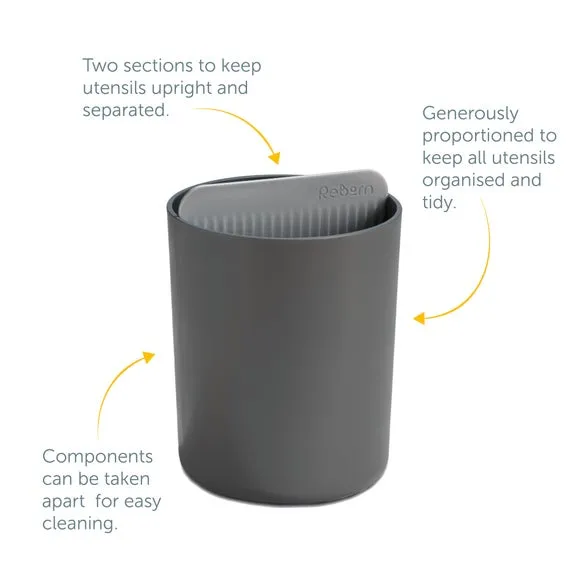 Utensil Holder with Compartments - Dark Grey