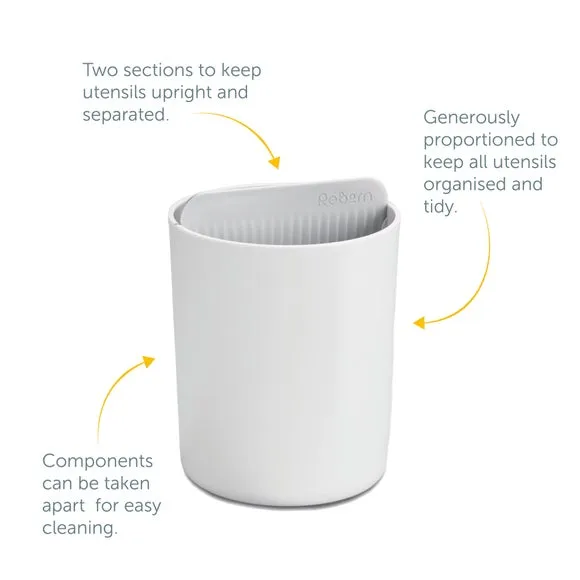 Utensil Holder with Compartments - Stone White