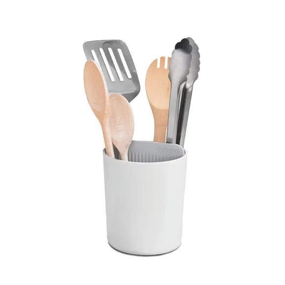 Utensil Holder with Compartments - Stone White