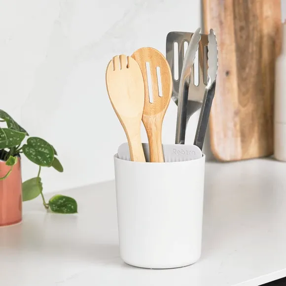 Utensil Holder with Compartments - Stone White