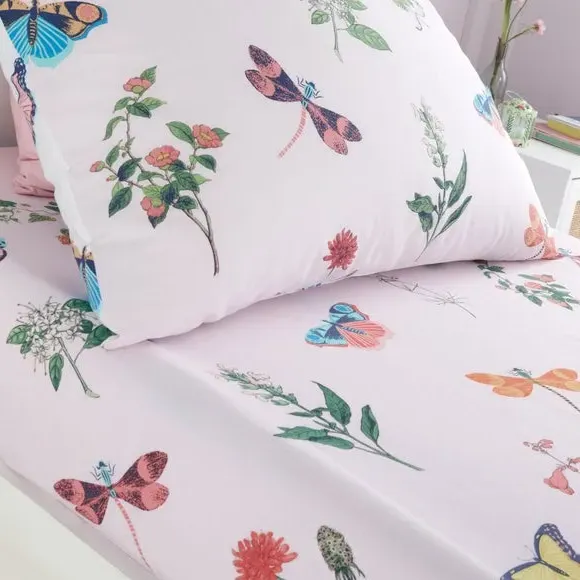 Butterfly Garden Fitted Sheet - Pink, Polycotton image